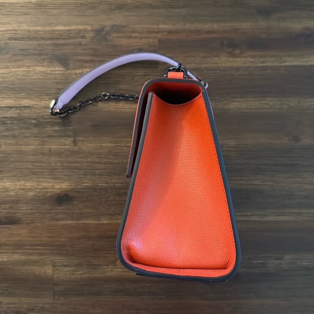 Longchamp Le Pliage Heritage Orange Colorblock Leather Shoulder Bag - Picture 6 of 16